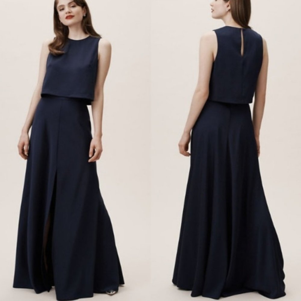 NWT BHLDN Jenny Yoo Soleil Skirt in Navy